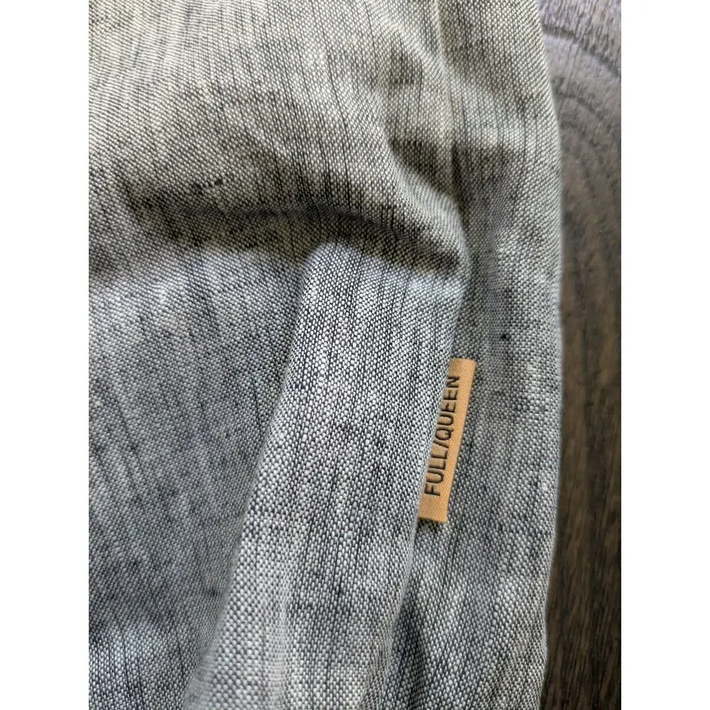 Quince Queen Linen Duvet Cover + Shams Charcoal Chambray Full   NEW